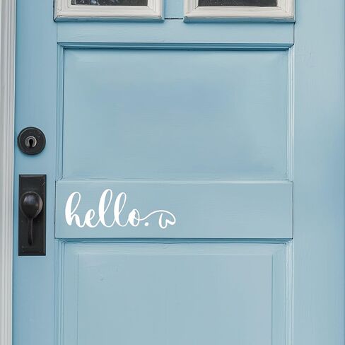Hello Door Decal, Cute Hello Sticker Greeting for Home, Hello Vinyl Decal, Welcome to Our Home Front Door Decor, Hello House Door Saying Vinyl Decal Quote, House Warming Gift (Hello B, White) in Saudi Arabia