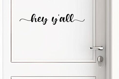 'Hey Y'all' Vinyl Decal - 13" Wide Modern Rustic Sign for Storefront Windows, Doors & Indoor Decor | Easy Peel & Stick Application |Durable & Waterproof Outdoor Use (Outside application, Black) in Kuwait