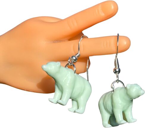 Bear Earrings in Resin Wildlife Dangle for Quirky Trendy Women and Girls (Blue) in Saudi Arabia