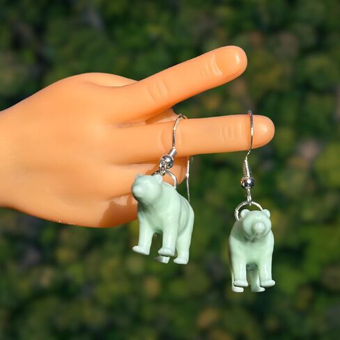 Bear Earrings in Resin Wildlife Dangle for Quirky Trendy Women and Girls (Blue) in Saudi Arabia