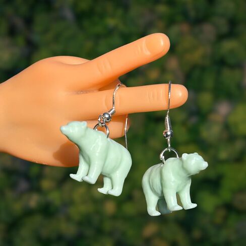 Bear Earrings in Resin Wildlife Dangle for Quirky Trendy Women and Girls (Blue) in Saudi Arabia