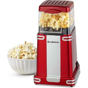 Brookstone Classic Style Popcorn Machine, Air Popper Popcorn Maker Machine Electric, Nostalgia Movie Theatre Popcorn Style, Makes 2 Cups, No Oil, Food Safe, Nostalgia Popcorn Maker, Holiday Gift