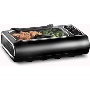 Gourmia Smokeless Indoor Grill & Air Fryer raclette grill with Smoke Extracting Technology for indoor grill Extra-Large Nonstick Cooking electric grill indoor Korean BBQ Style 6 Quart FoodStation™
