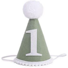 Baby Party Handmade Felt Hat - First Birthday Photo Booth Props, Cake Smash Accessories (Green)