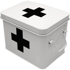 Generic صندوق إسعافات أولية مطلي بالمينا لتخزين الأدوية وديكور المنزل مع غطاء وصينية قابلة للإزالة مقاس 8.5 × 6.25 × 6 بوصة (عبوة من قطعة واحدة)