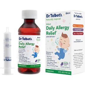 Dr. Talbot's Infant Daily Allergy Relief Liquid Medicine, Naturally Inspired for Babies, Includes Syringe, Grape Juice Flavor, Purple, 4 Fl Oz