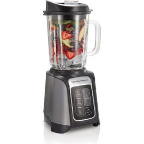 Hamilton Beach PowerMax Professional-Performance Blender for Shakes and Smoothies, Puree and Ice Crush, 48oz BPA-Free Glass Jar, 1680 Watts, Stainless Steel Blades (58600) GREY