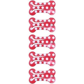 5 Pieces Red Dog Hair Clips Mini Bone Snap Dog Barrette Small Snap Hair Clips Pet Hair Barrettes Pet Hairpin Dog Hair Accessories