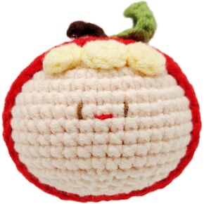 Handmade Cute Crochet Ball Dolls with Keychain Car Decorations with Wooden Base, 03Christmas Series-Wreath