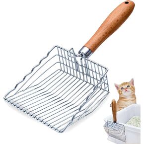 Cat Litter Scoop with Hook and Hole, Stainless Steel for Easy Clean, Premium Kitty Shovel Metal, Sifter Scooper, Durable, Heavy Duty, Not Smelly, for Litter Box