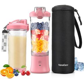 Portable Blender with Insulated Sleeve - Personal Juicer 20 Oz Blender Cup for Protein Shakes and Smoothies with 6 Blades, USB Rechargeable,Travel Lid-Mini Small Blender for Kitchen, Office,Gym,Travel