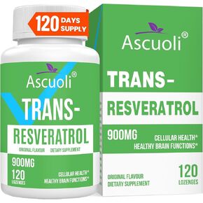 Sublingual Trans-Resveratrol Purity 99%, 3-in-1 Advanced Formula Resveratrol Supplement for Boost NAD+, Immune & Energy Support, Anti-Aging, Skin & Overall Health, 120 Lozenge (120-Day Supply)