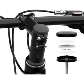 AirTag Bike Mount - Hidden Bicycle Stem Cap Mount for Air Tag, Waterproof Anti Theft Bike GPS Tracker Airtag Holder Fit Headset Cap Size 1-1/8" & 1-1/4"/1.12"-1.25"