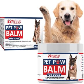 Natrulo Pet Paw Balm for Dog - Natural Healing Ointment for Itchy Paws, Grooming, Allergy Relief, Repair, Pad Protection – Soothing Unscented Shea Butter Moisturizer for Itching, Dryness, Licking 1oz