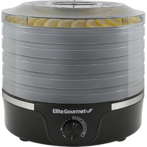 Elite Gourmet EFD319DKG Food Dehydrator, 5 BPA-Free 11.4" Trays Adjustable Temperature Controls, Jerky, Herbs, Fruit, Veggies, Dried Snacks, Black and Grey