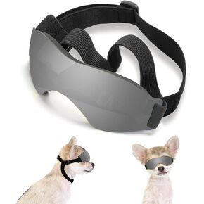 نظارات شمسية للكلاب الصغيرة، نظارات حماية من الأشعة فوق البنفسجية للكلاب الصغيرة إلى المتوسطة، نظارات مضادة للضباب للحيوانات الأليفة مضادة للرياح للجرو مع حزام قابل للتعديل (أسود) in Kuwait