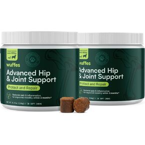 Wuffes Hip and Joint Supplement for Large Breed Dogs Bundle - Glucosamine & Chondroitin Chews - 2 Pack - 60 Count
