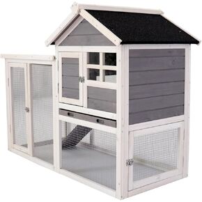 Wooden Pet House Rabbit Bunny Wood Hutch House Easily Assembled Chicken Kennels for Small Animals Duck Rabbit Hen Gray One Size in Kuwait
