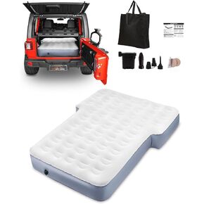 SUV Air Mattress Camping Bed,10 Inch Ultra Thick Portable Air Mattress for Jeep Wrangler JK JKU JL JLU Unlimited 4 Door Ford Bronco Subaru Forester(Grey)