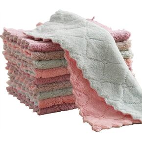 10-Pack Microfiber Cleaning Cloth Dish Towels, Double-Sided Dish Drying Towels，Reusable Household Cleaning Cloths for House Furniture Table Kitchen Dish Window Glasses