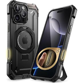 SUPCASE for iPhone 16 Pro Max Case with Camera Control Capture Button (Unicorn Beetle Grip), [Built-in Stand] [Compatible with MagSafe] Heavy Duty Magnetic Phone Case for iPhone 16 Pro Max, Black
