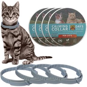 Cat Calming Collar for Cats Pheromones Anxiety Relief Calming Collar Cat Relaxer 4 Pack, 60 Days of Calming Each Collar, Adjustable Size for All Cats (Grey)