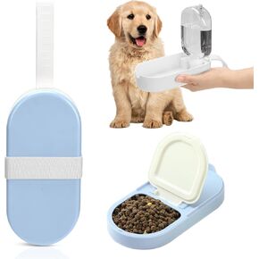 Dog Water Bottle, Portable Dog Travel Water Bottle Dispenser with Treat Container, Pet Water Bottle and Bowl 2 in 1 for Puppy Kitten Rabbit, Dog Travel Accessories for Outdoor Walking, Hiking, Camping
