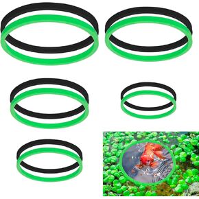 10 Pcs Fish Feeding Ring Round Floating Feeding Circle for Fish Tank Floating Food Ring Floating Plant Ring for Betta, Goldfish, and Small Fish (Green, Black)