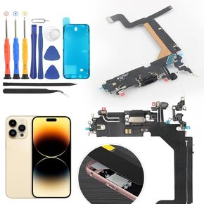 YWLRONG Replacement for iPhone 14 Pro Max Dock Connector for iPhone 14 Pro Max Charging Port Replacement USB Charger Board Flex Cable Assembly Accessories with Repair Tools