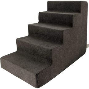 Best Pet Supplies Dog Stairs for Small Dogs & Cats, Foam Pet Steps Portable Ramp for Couch Sofa and High Bed Non-Slip Balanced Indoor Step Support, Paw Safe No Assembly - Dark Brown, 5-Step
