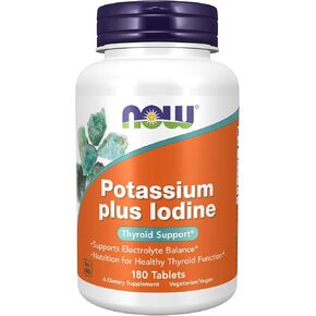 NOW Foods Potassium Plus Iodine, 180 Tablets
