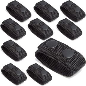 SCORYULE 10 PCS Black Nylon Belt Keepers, Double Snaps Security Tactical Belt Keepers for 2"-2¼" Wide Duty Belt, Police Duty Belt Law Enforcement Accessories