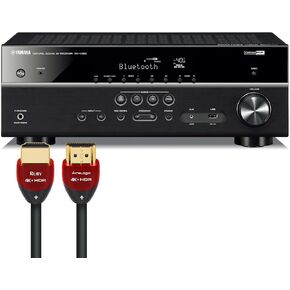 Yamaha RX-V385 5.1 AV Receiver Bundle with Pair of 8ft 8K HDMI Cables
