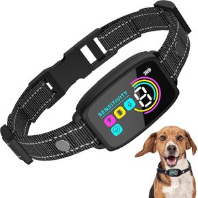 Bark Collar, Dog Bark Collar for Large Medium Dogs, Humane Smart Bark Training Collar, Rechargeable Bark Collar with Adjustable Beep Vibration Optional Shock and 8 Sensitivity