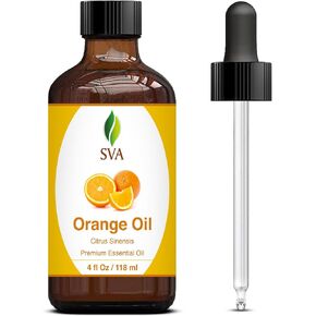 SVA ORGANICS Orange Oil Sweet Brazilian 4 Oz 100% Pure Natural Undiluted Premium Therapeutic Grade Oil For Skin, Face, Hair, Massage, Diffuser, Aromatherapy