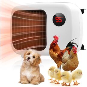 Dog House Heater 300W 600W with Thermostat, Wall Mounted, Overheat Protection, Heated Dog House for Outside, Safe Heated, Anti Bite Cord, Chicken Coop Heater for Hound Kennel, Cat Cage, Rabbit Hutch