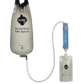 Squeeze Water Filtration System with Four 34-Oz Squeeze Pouches and 0.1 Micron Filter Straw, Portable Water Purifier Survival for Backpacking, Camping, Hiking and Emergency Preparedness