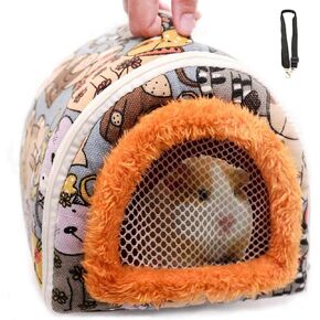 KAMEIOU Portable Small Animals Hedgehog Hamster Carrier Bag Case with Detachable Strap Zipper Breathable Small Guinea Pig Rat Chinchillas Hamster Hedgehog Carrier Pounch Bag for Small Animal Carriers