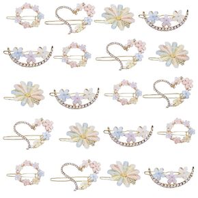 MIAO JIN Hair Clip, 20PCS Rhinestone Flower Hair Clip Bobby Pin, Bling Crystal Love Pins Handmade Metal Headwear Hair Clips for Women's and Girls' Hair Accessories