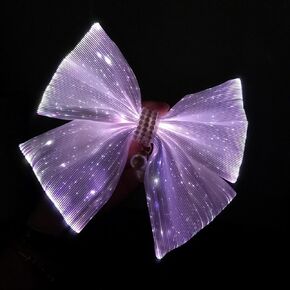 LED Light-Up Handmade Jumbo Bow-Knot Hair Clips - Satin Alligator Barrettes and Accessories for Women