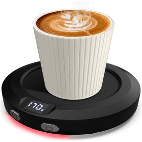 Coffee Mug Warmer for Desk -Auto Shut Off, 3 Heat Settings, Keep Your Coffee Warm for Office Hours, Perfect Coffee Lovers Gift Idea with 12-Hour-Timer, LED Light and Temperature Control (Black)