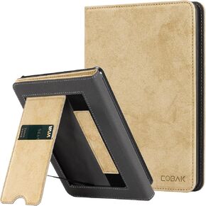 CoBak Case with Stand for Kindle Paperwhite - Durable PU Leather Cover with Auto Sleep Wake, Card Slot, Hand Strap Feature - Fits Kindle Paperwhite 11th Generation 6.8" Signature Edition 2021 Released in Saudi Arabia