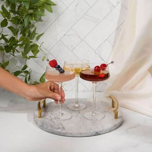 Champagne Coupe Glasses Set of 6-8oz Hand Blown Crystal Martini Glasses with 6 Stainless Steel Cocktail Picks - Versatile Tall Cocktail Glasses & Vintage Cocktail Glasses for Martini & More in Saudi Arabia