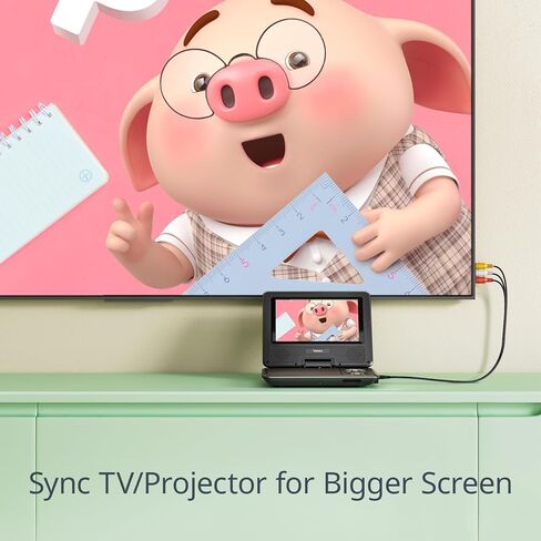 مشغل DVD محمول YOTON مقاس 9.5 بوصة مع شاشة دوارة عالية الدقة مقاس 7.5 بوصة للسيارة والأطفال، وقت عمل من 4 إلى 6 ساعات مع بطارية مدمجة، يدعم سماعة الرأس/AV-IN/AV-OUT/USB/بطاقة SD [لا يدعم Blu -راي]، YD075 in Kuwait