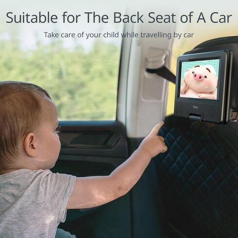 مشغل DVD محمول YOTON مقاس 9.5 بوصة مع شاشة دوارة عالية الدقة مقاس 7.5 بوصة للسيارة والأطفال، وقت عمل من 4 إلى 6 ساعات مع بطارية مدمجة، يدعم سماعة الرأس/AV-IN/AV-OUT/USB/بطاقة SD [لا يدعم Blu -راي]، YD075 in Kuwait