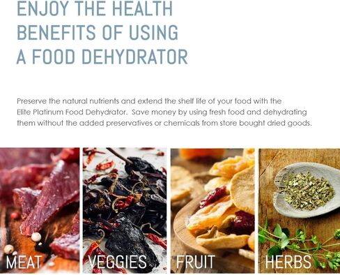 Elite Gourmet EFD319DKG Food Dehydrator, 5 BPA-Free 11.4" Trays Adjustable Temperature Controls, Jerky, Herbs, Fruit, Veggies, Dried Snacks, Black and Grey in Kuwait