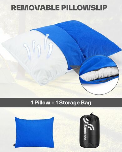 Sportneer Camping Pillow for Sleeping, Compact Camp Pillow Travel Pillow with Washable Cover and Storage Bag Camping Essentials and Travel Pillow for Airplanes Camping Travel in Saudi Arabia