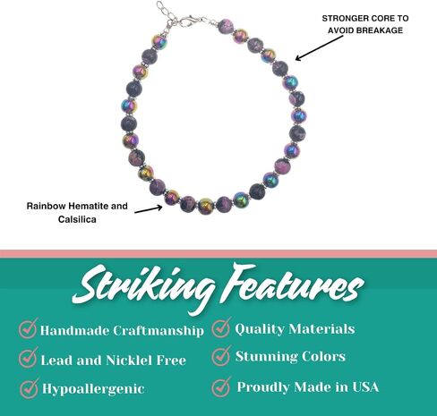 Calsilica and Lava Turtle, Dragonfly, Butterfly, Flower, and Tree Charm Anklet for Women Handmade Hypoallergenic Beach Gala Wedding Style Jewelry in Kuwait
