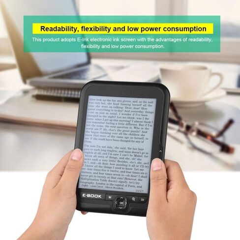 E-Reader, 6 inch E‑Book Reader with E‑Ink Screen, 1024 x 768 Resolution Display 300DPI Electronic Paper Book with Blue Cover, E-Paper Supports TF Card for Adult, Kids(Black 2) in Saudi Arabia