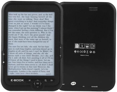 E-Reader, 6 inch E‑Book Reader with E‑Ink Screen, 1024 x 768 Resolution Display 300DPI Electronic Paper Book with Blue Cover, E-Paper Supports TF Card for Adult, Kids(Black 2) in Saudi Arabia